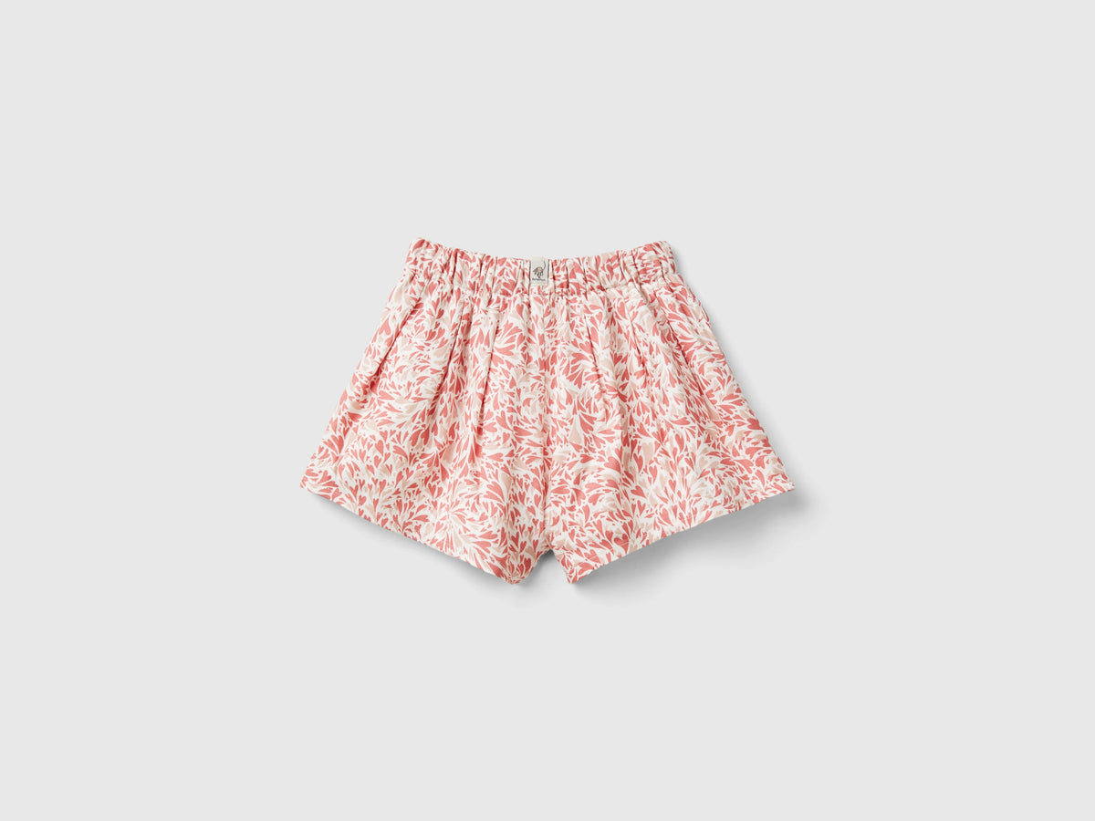Heart-print viscose culottes