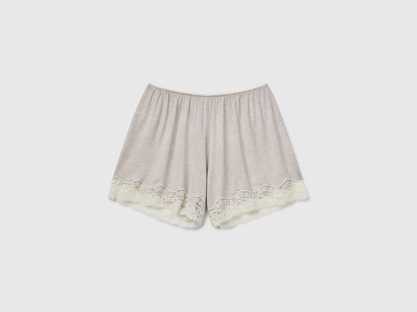 Shorts fluidi con pizzo da donna beige | Benetton Outlet