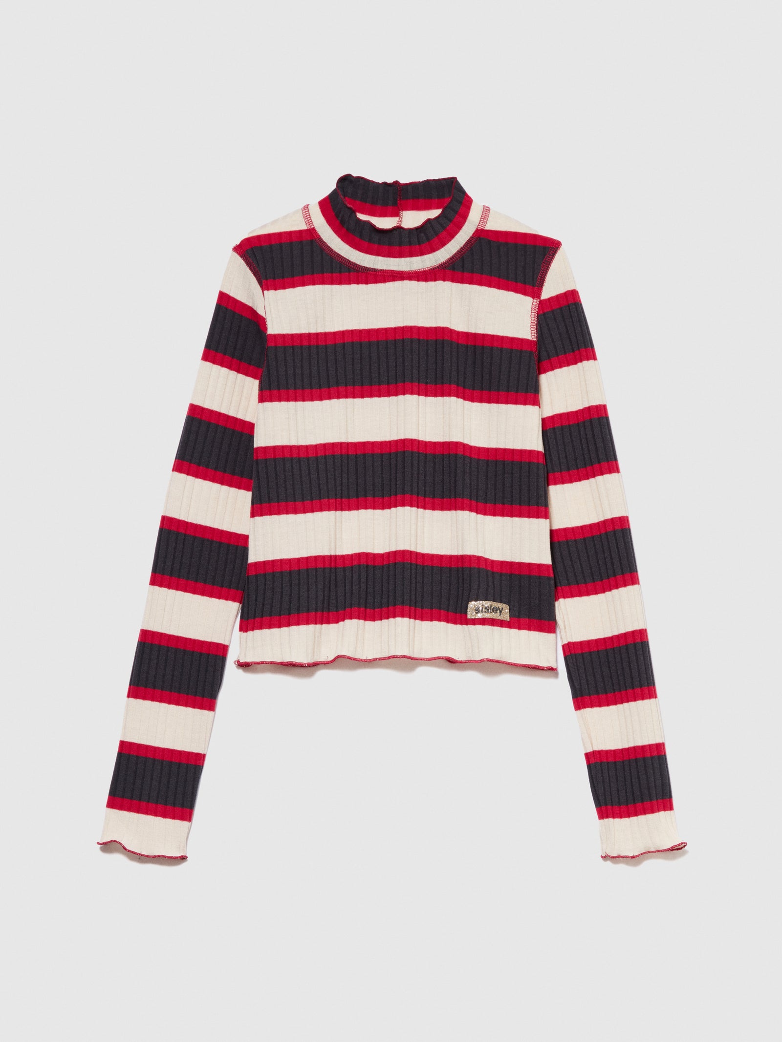 T-shirt lupetto a righe da bambina multi-color | Sisley young Outlet