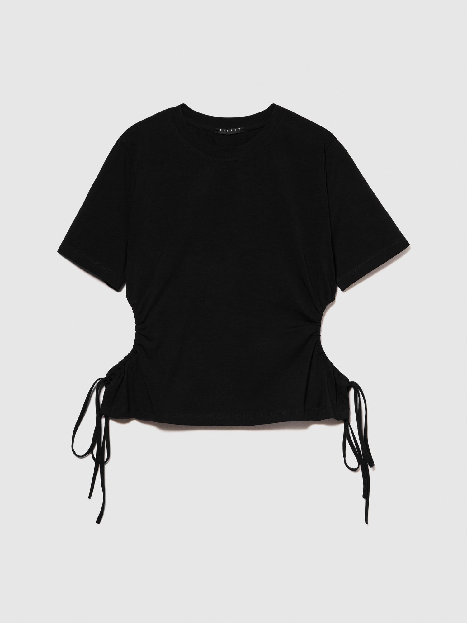 T-shirt con oblò e coulisse da donna nero | Sisley Outlet
