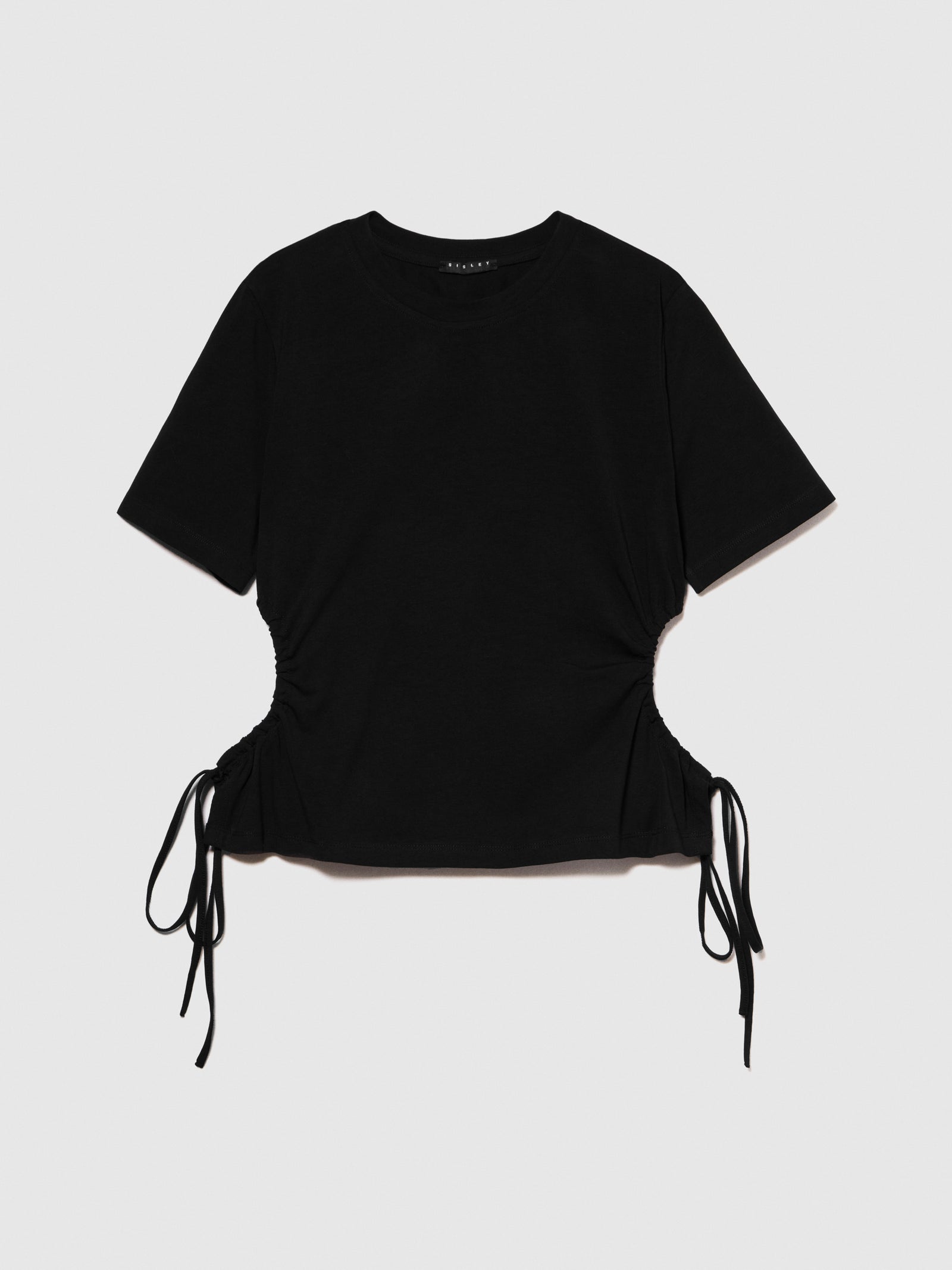 T-shirt con oblò e coulisse da donna nero | Sisley Outlet