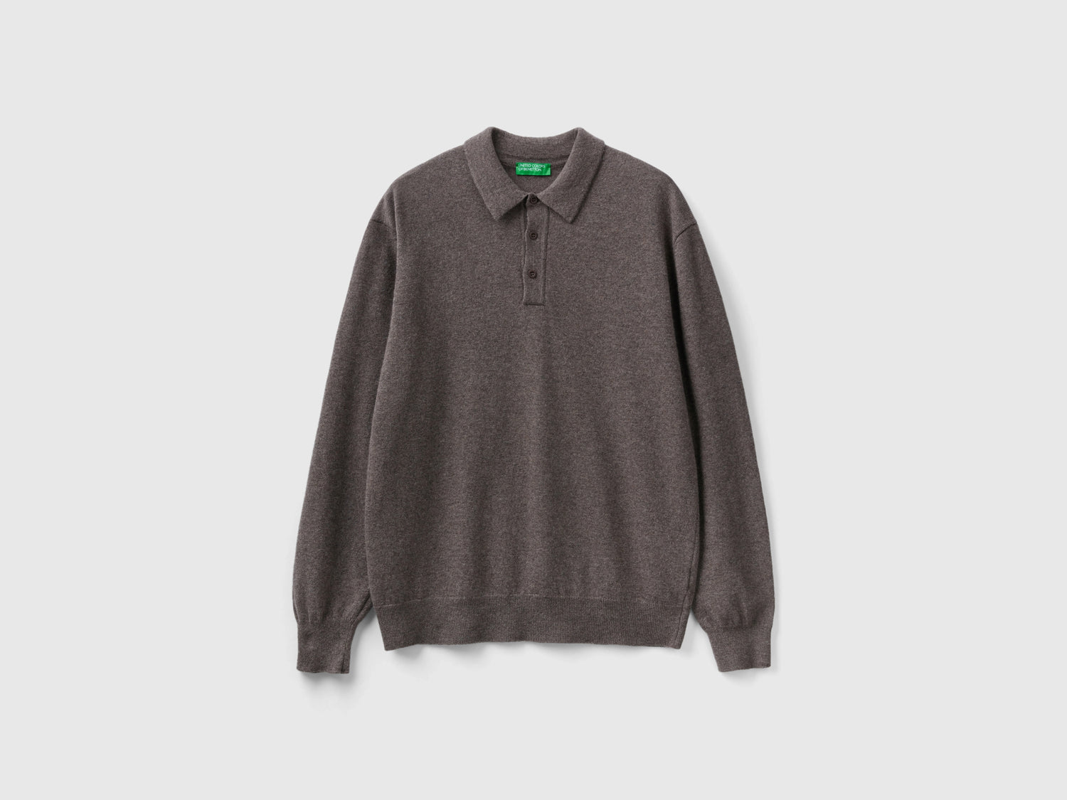 Polo in pura lana Merino da uomo marrone | Benetton Outlet