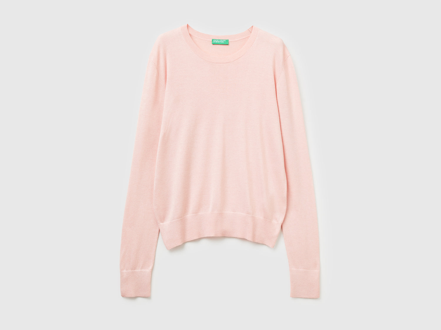 Maglia manica lunga in misto seta da donna rosa tenue | Benetton Outlet
