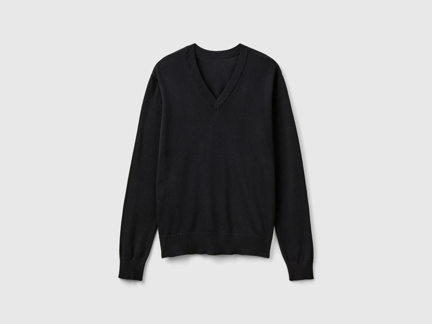 Maglia scollo a V in misto Modal da donna nero | Benetton Outlet
