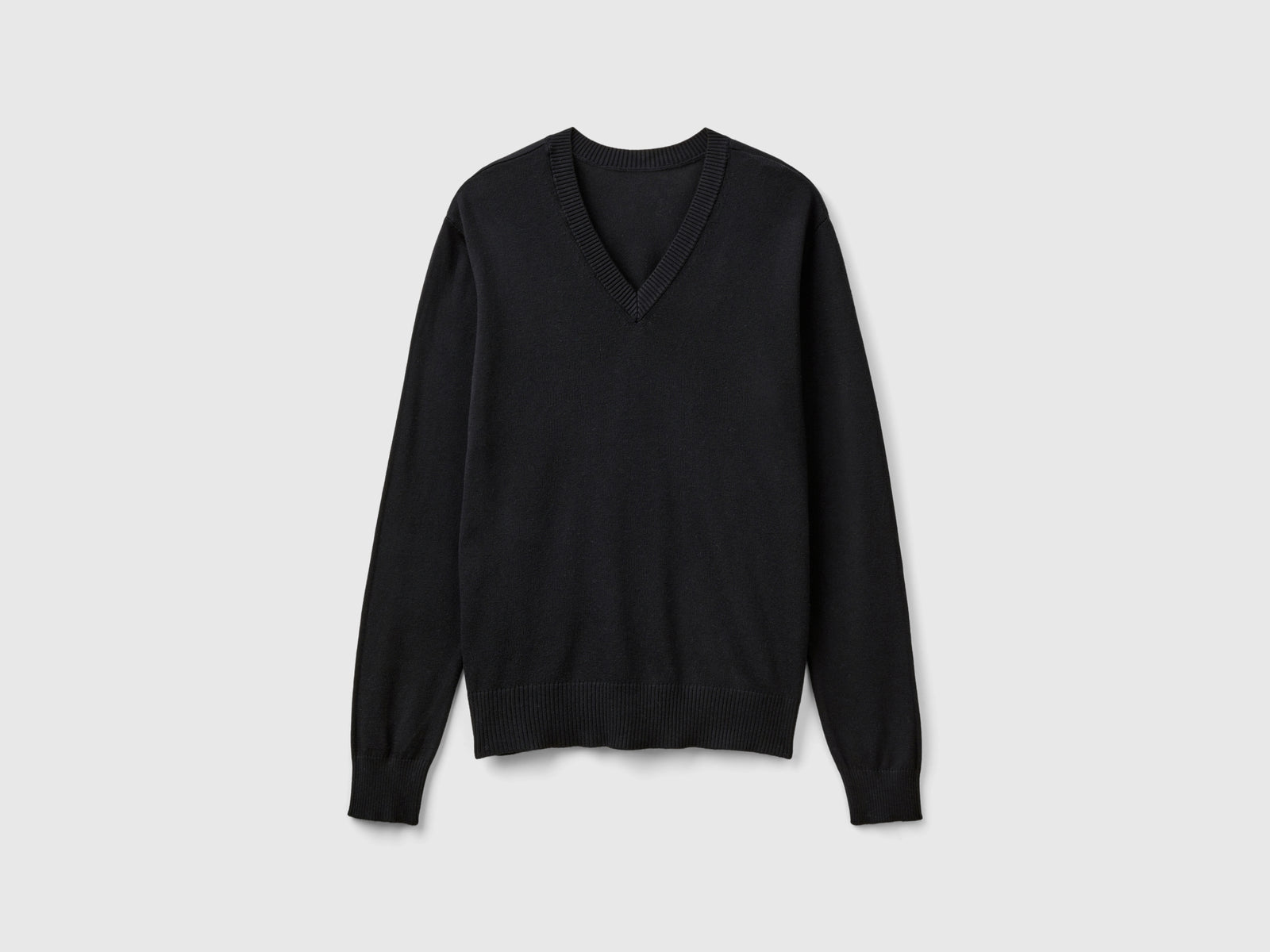 Maglia scollo a V in misto Modal da donna nero | Benetton Outlet