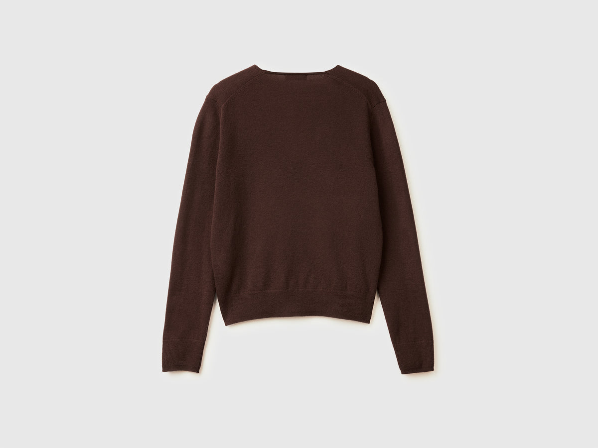 Maglione con scollo a V in pura lana Merino