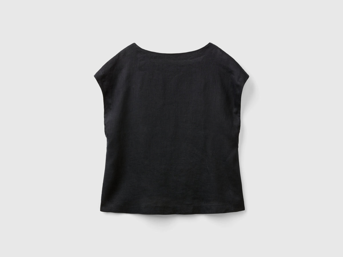 Blusa scollo quadrato in puro lino