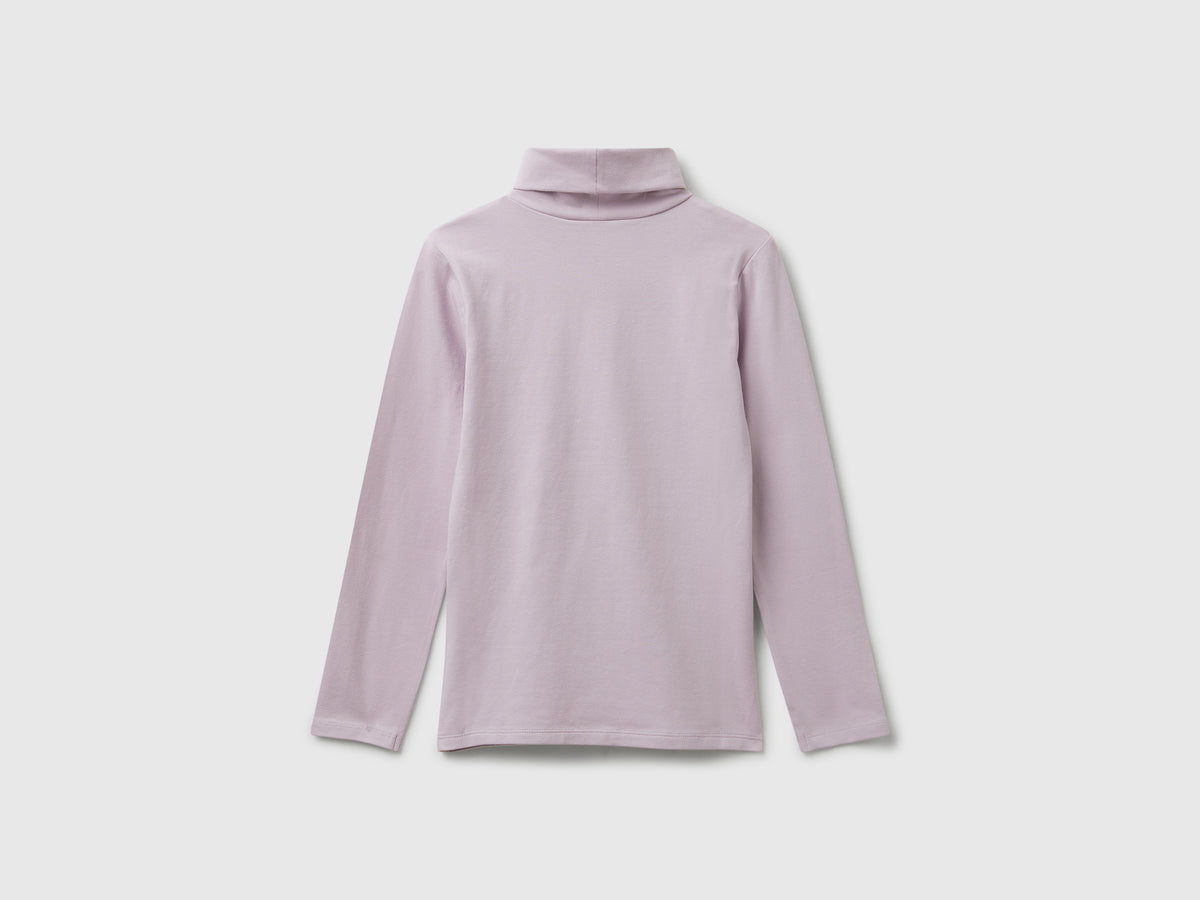 T-shirt stretch con collo alto