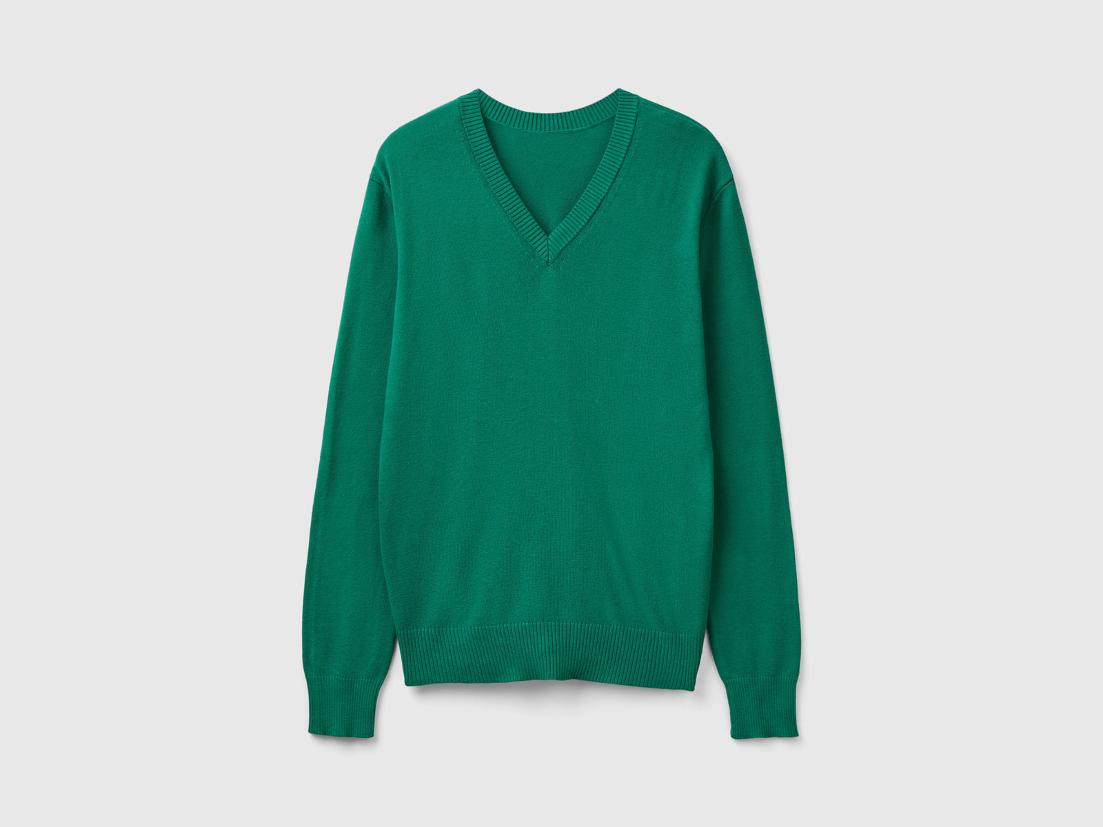 Maglia scollo a V in misto Modal da donna verde scuro | Benetton Outlet