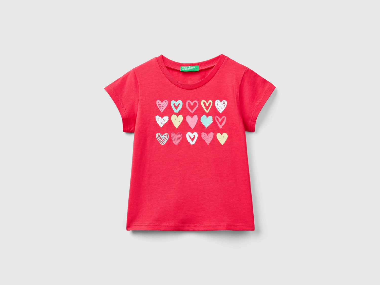 Maglietta con dettagli fluo da bimba fucsia | Benetton Outlet