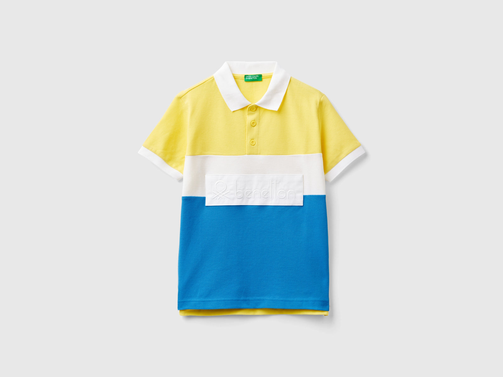 Polo color block in cotone bio da bambino giallo | Benetton Outlet