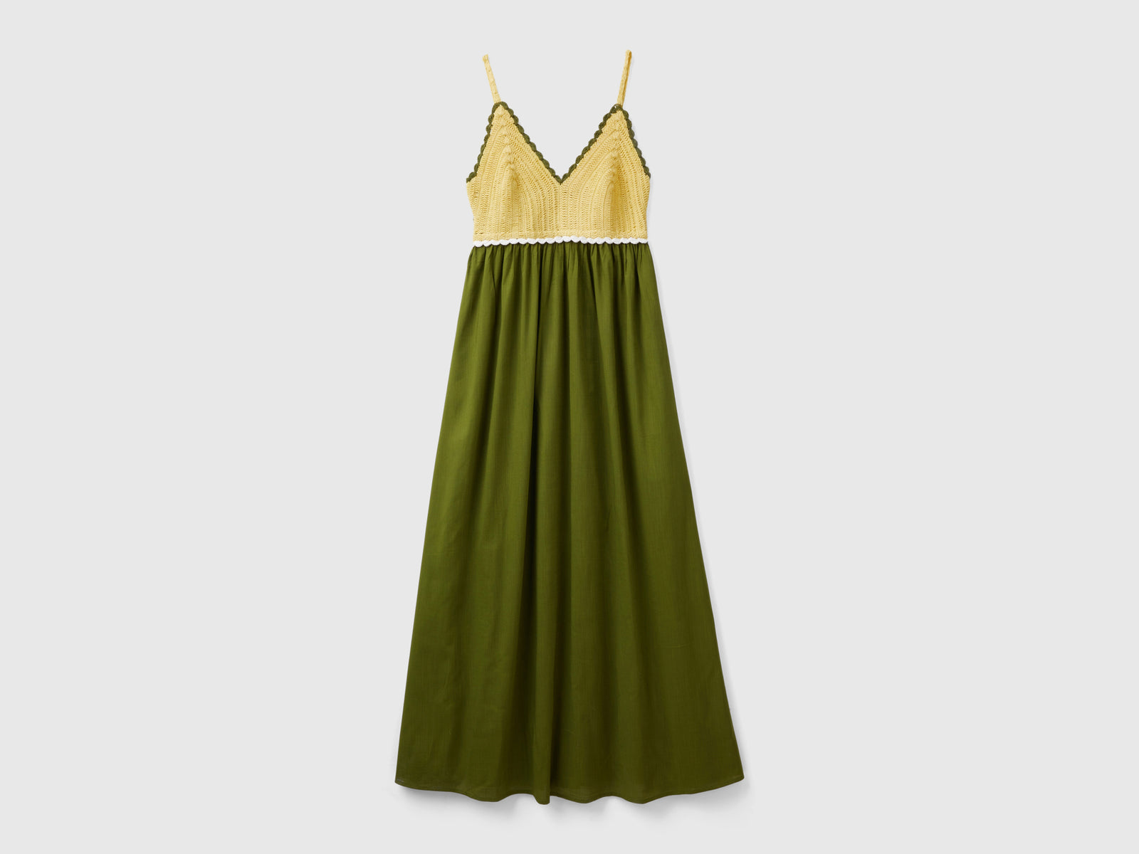 Abito con top crochet da donna verde | Benetton Outlet