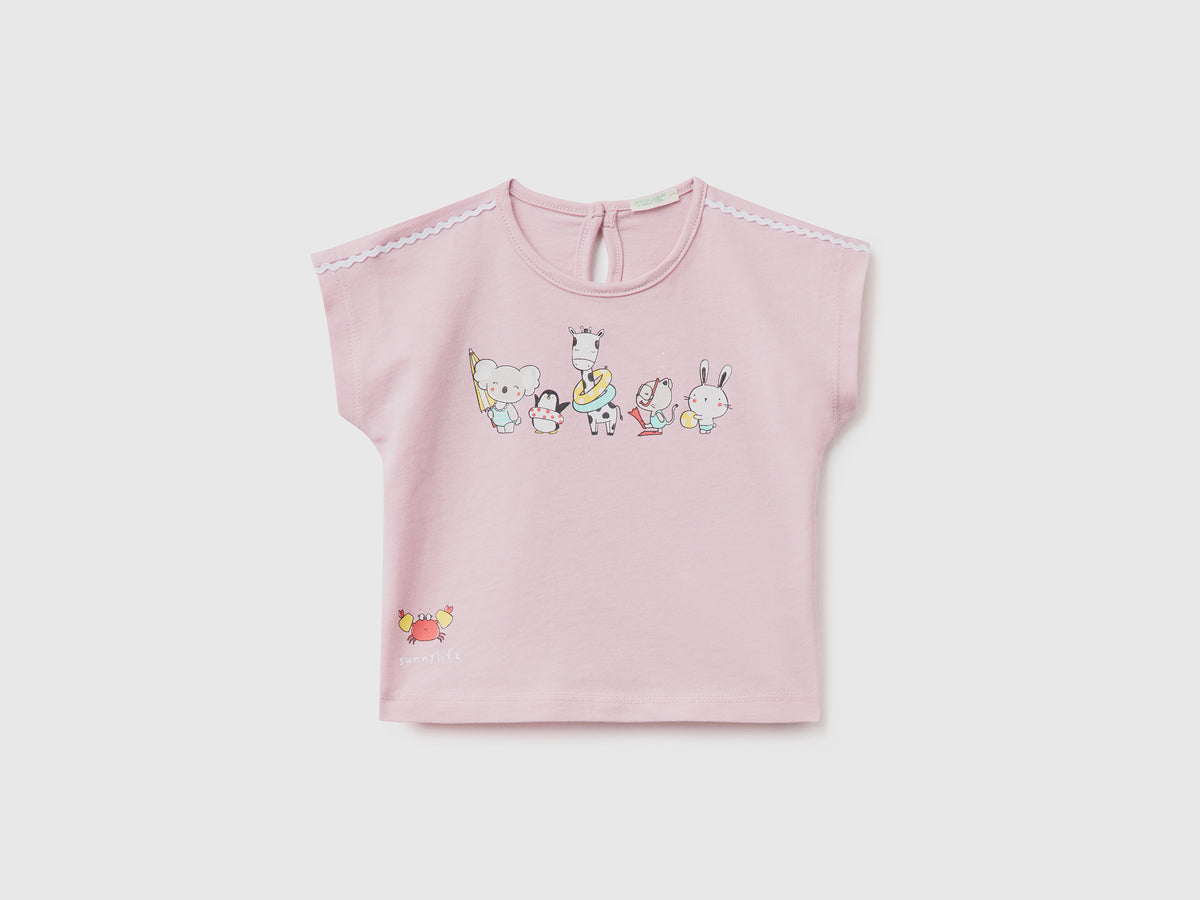 T-shirt girocollo a manica corta in puro cotone