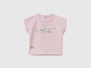 T-shirt girocollo a manica corta in puro cotone