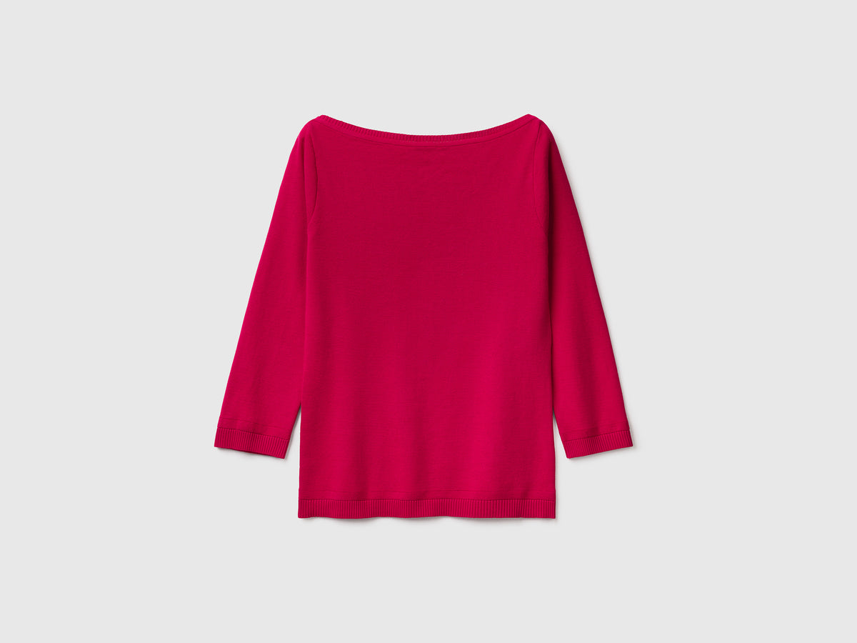 Maglia 100% cotone con scollo a barchetta