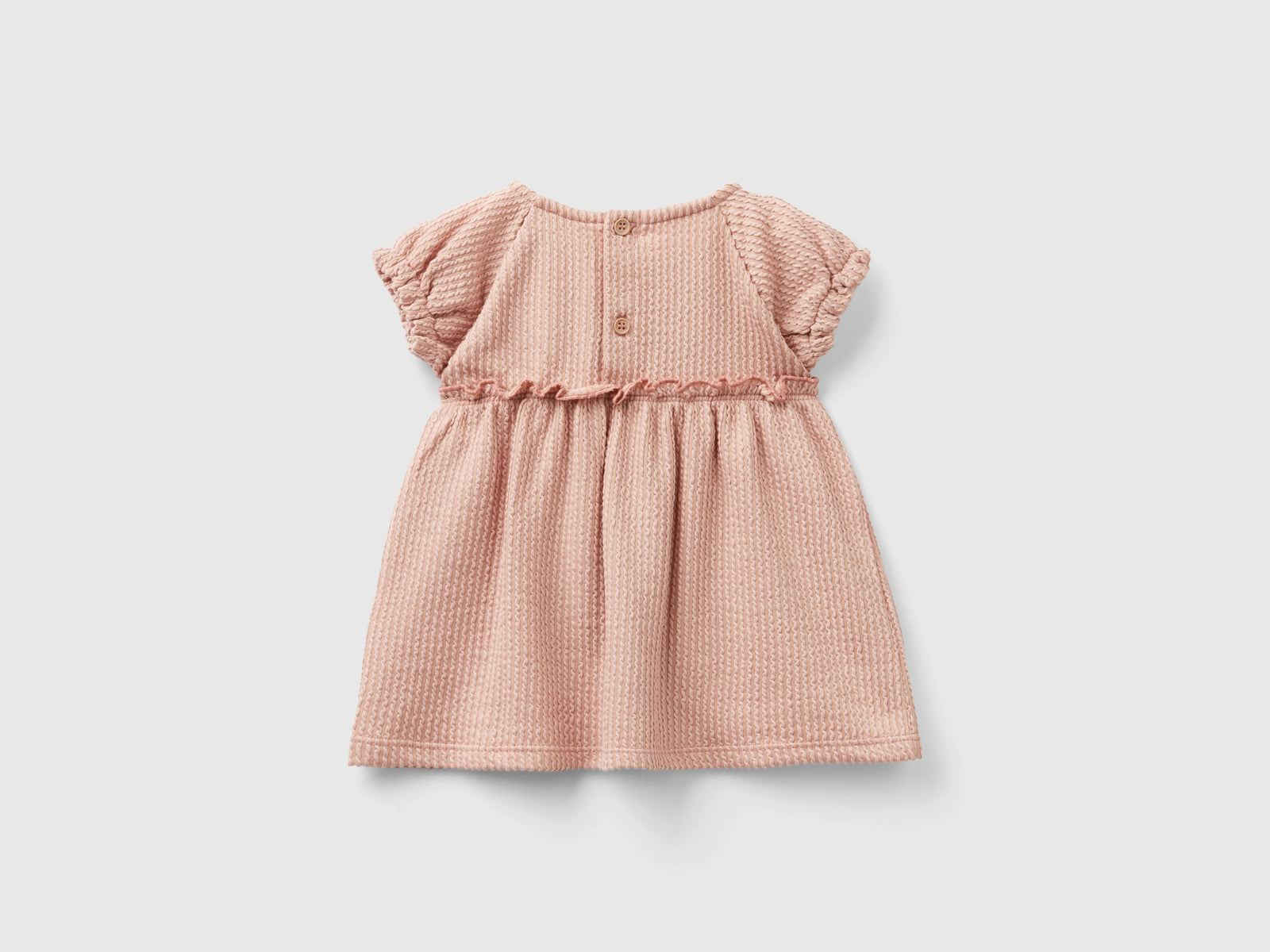 Abito jacquard con rouches da neonato rosa tenue 2 | Benetton Outlet