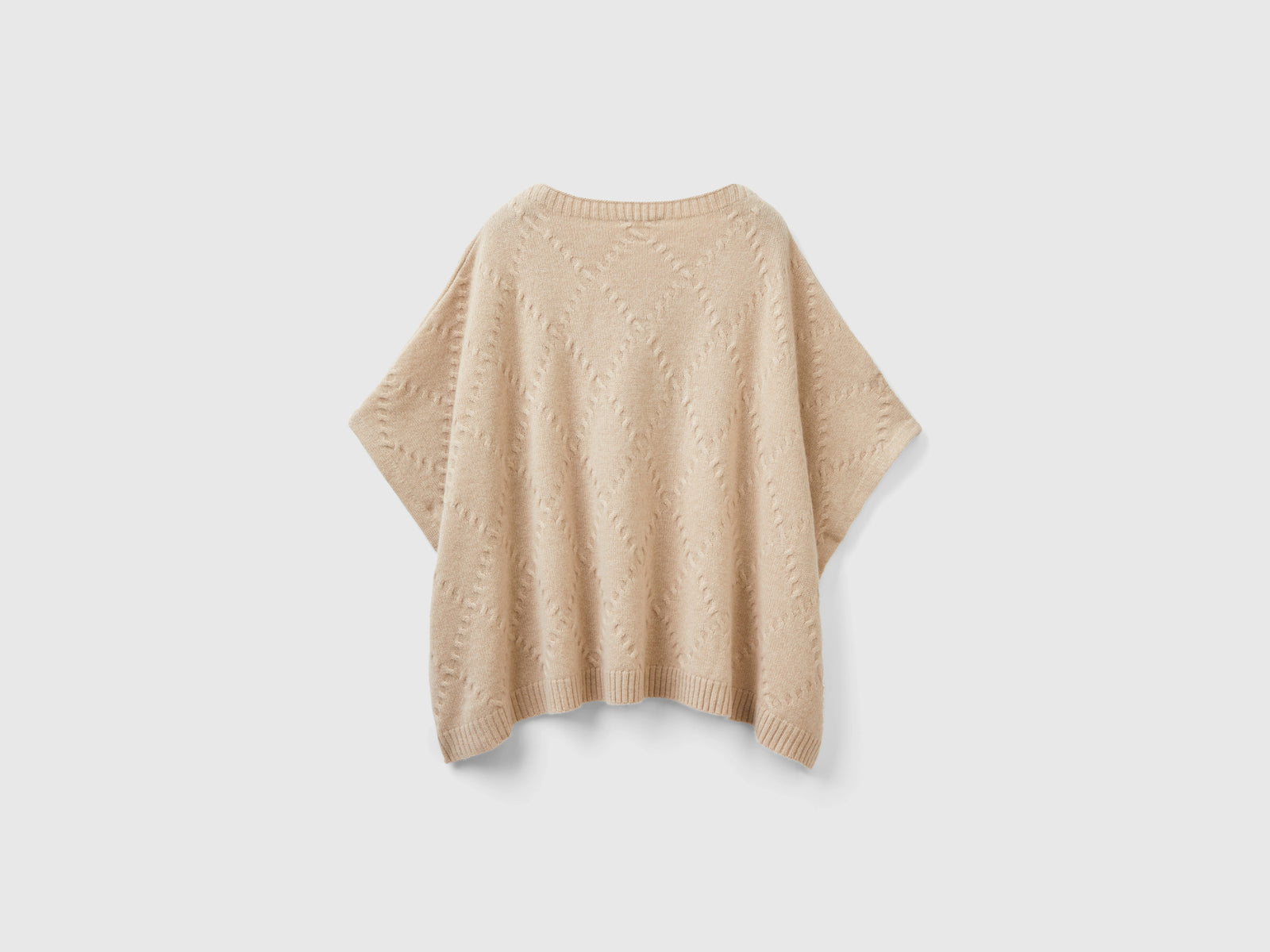 Mantella a losanghe in puro cashmere da donna beige 2 | Benetton Outlet