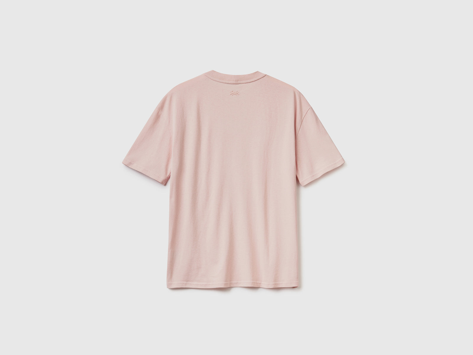 Maglietta girocollo a manica corta in puro cotone da uomo rosa tenue 2 | Benetton Outlet
