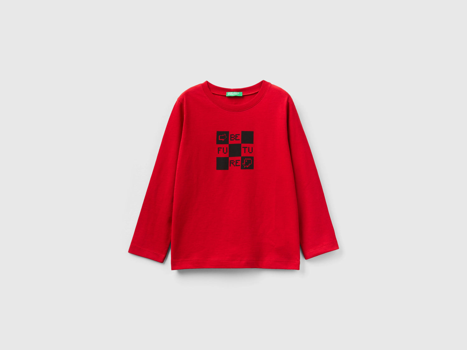 Maglietta girocollo con stampa da bimbo rosso | Benetton Outlet