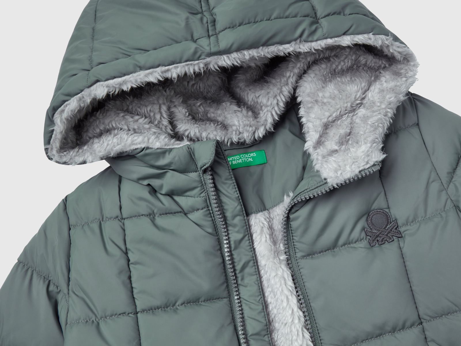Giubbotto con interno orsetto da bimbo grigio scuro 3 | Benetton Outlet