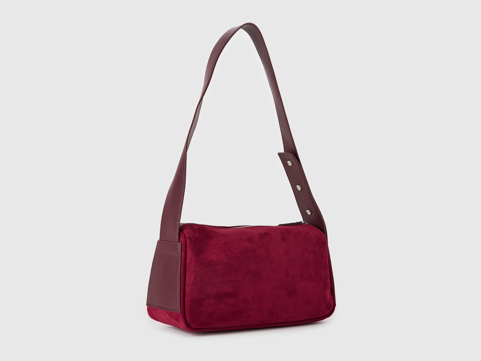Borsa a spalla effetto scamosciato da donna bordeaux 2 | Benetton Outlet
