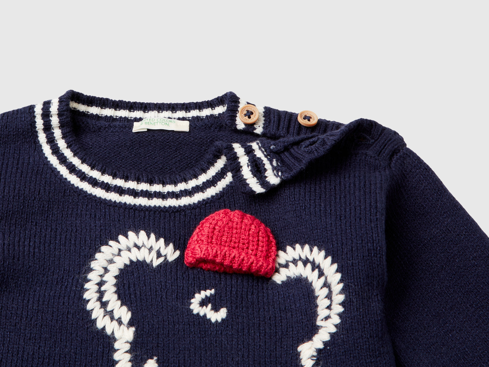 Maglioncino con ricamo e applicazione da neonato blu scuro 3 | Benetton Outlet
