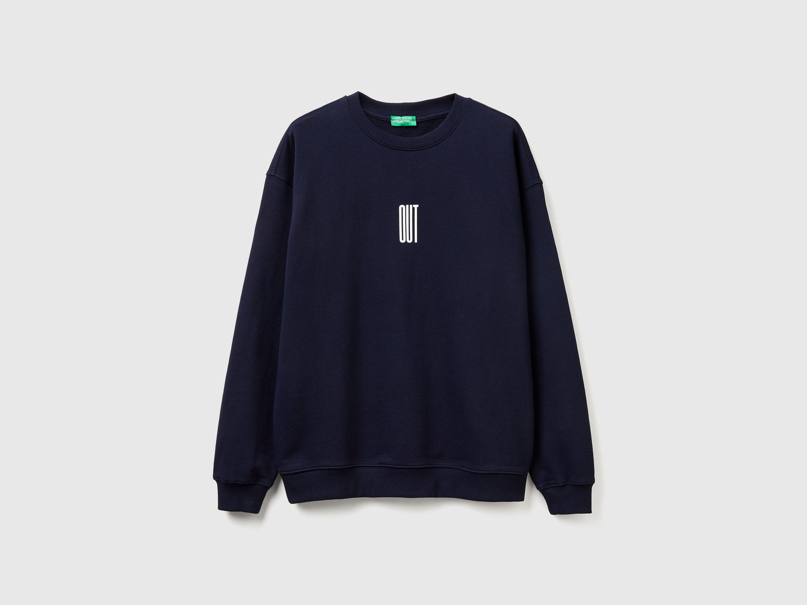 Felpa relaxed fit con stampa da uomo blu scuro | Benetton Outlet