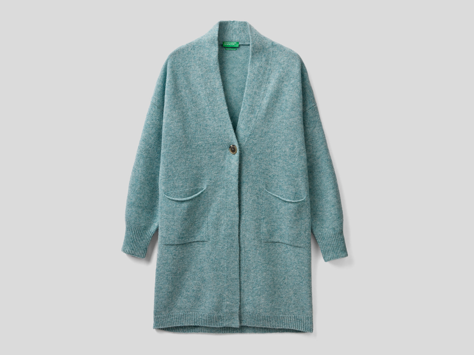 Cappotto in pura lana Shetland da donna celeste | Benetton Outlet