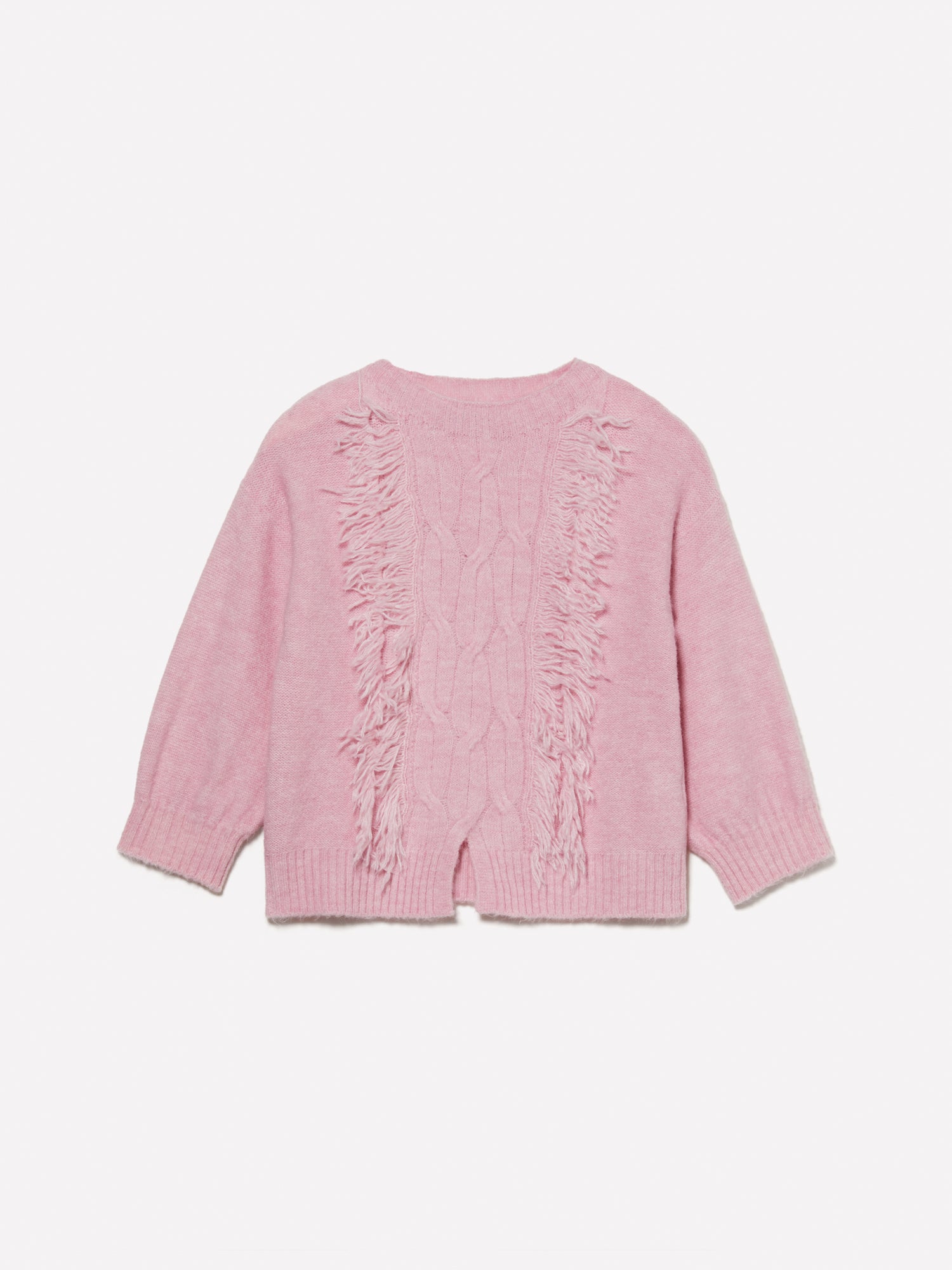 Maglia con treccia e frange da bambina rosa | Sisley young Outlet