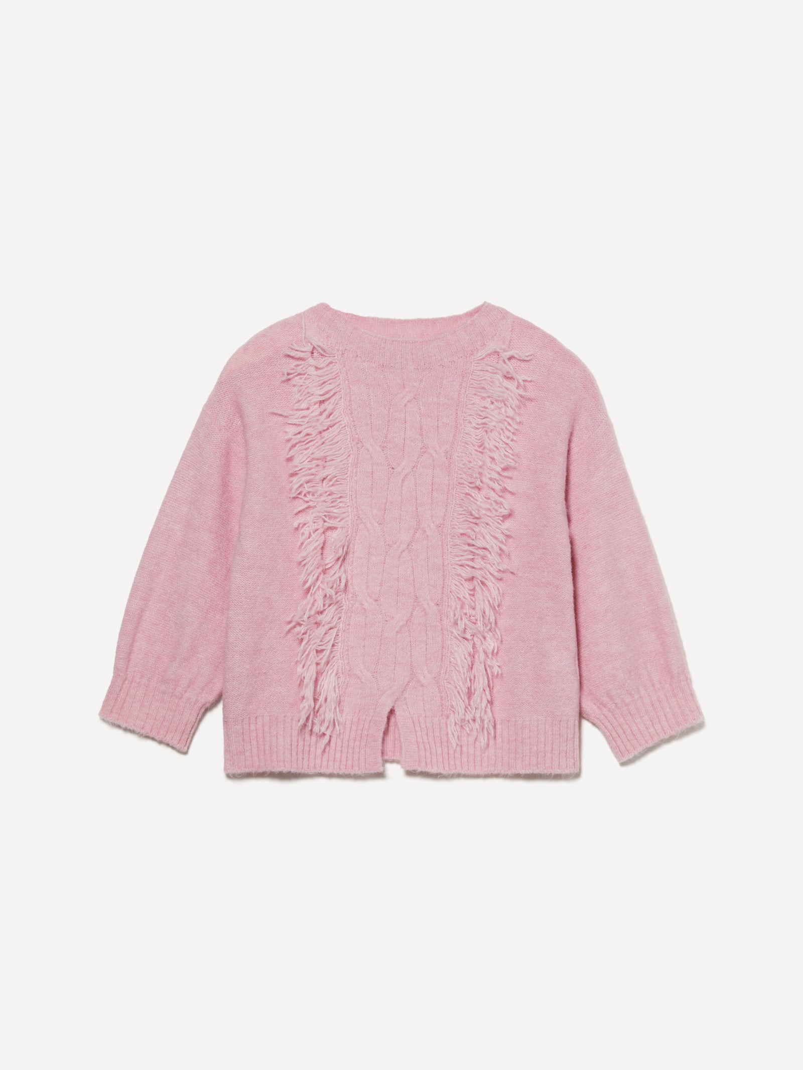 Maglia con treccia e frange da bambina rosa | Sisley young Outlet