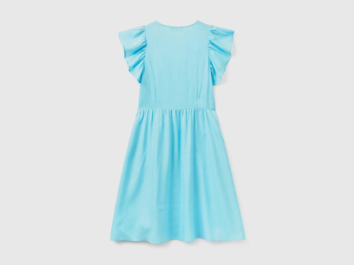 Vestito corto con scollo a V in tessuto fluido e leggero di pura viscosa