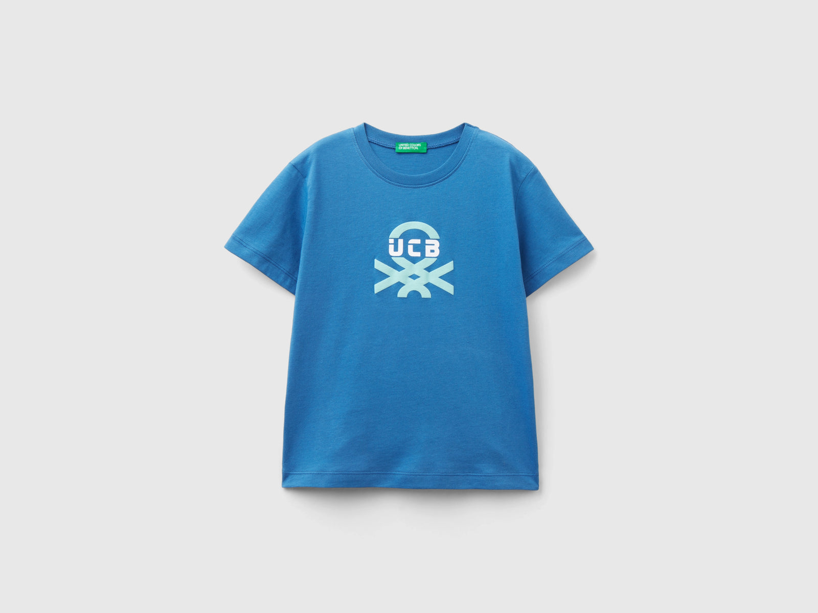 T-shirt 100% cotone bio con stampa da bimbo blu | Benetton Outlet