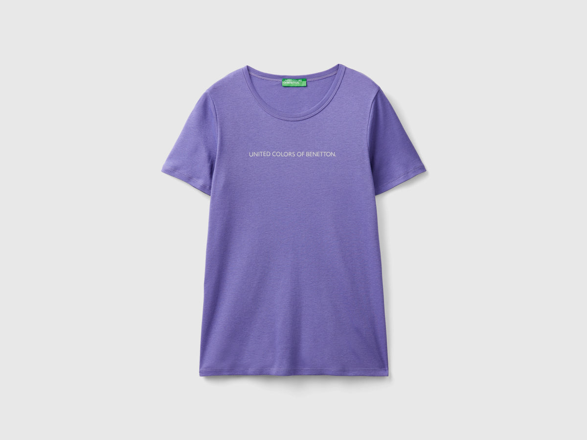 T-shirt 100% cotone con stampa logo glitter