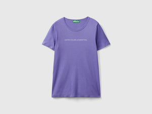 T-shirt 100% cotone con stampa logo glitter