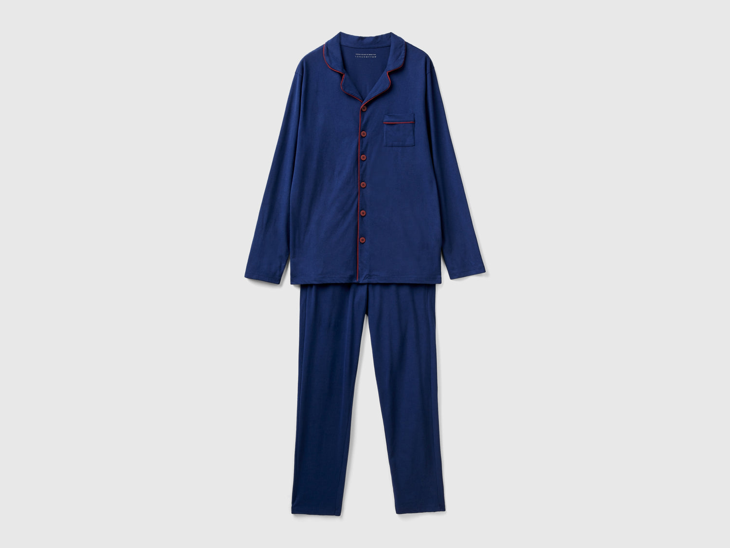 Pigiama in cotone a fibra lunga da uomo blu scuro | Benetton Outlet
