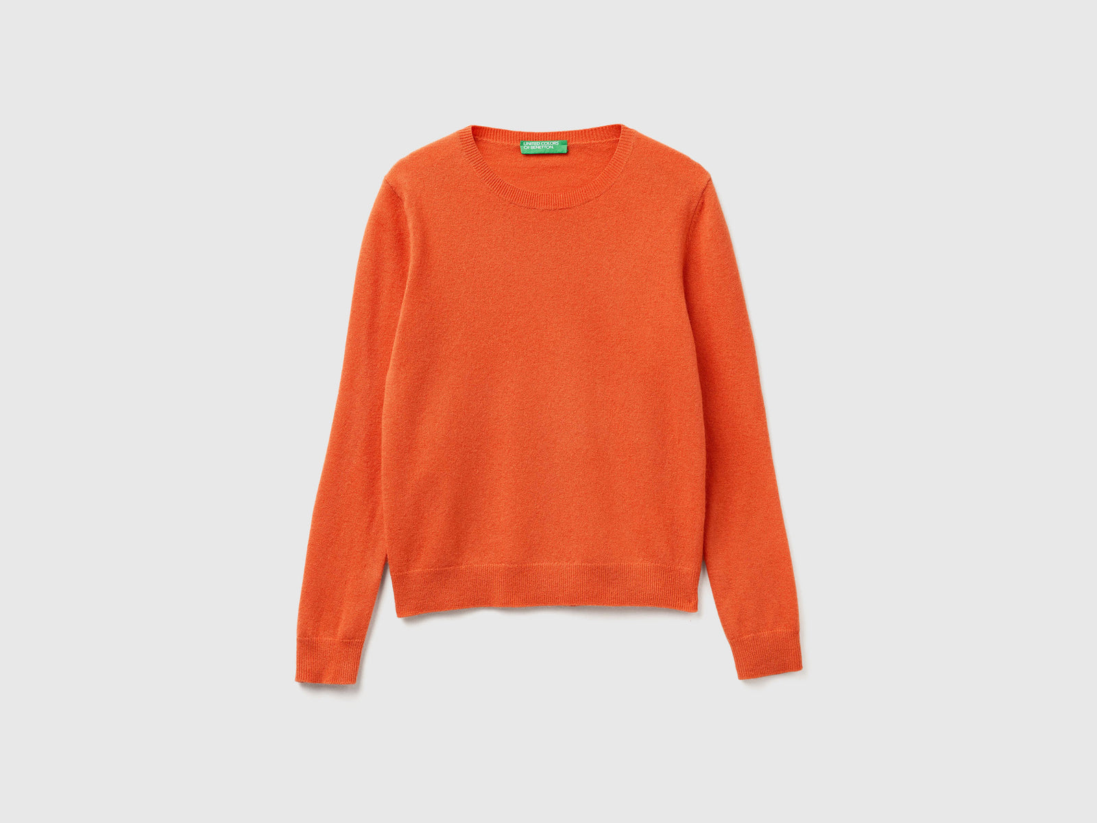 Maglia girocollo in lana Merino da donna arancione | Benetton Outlet