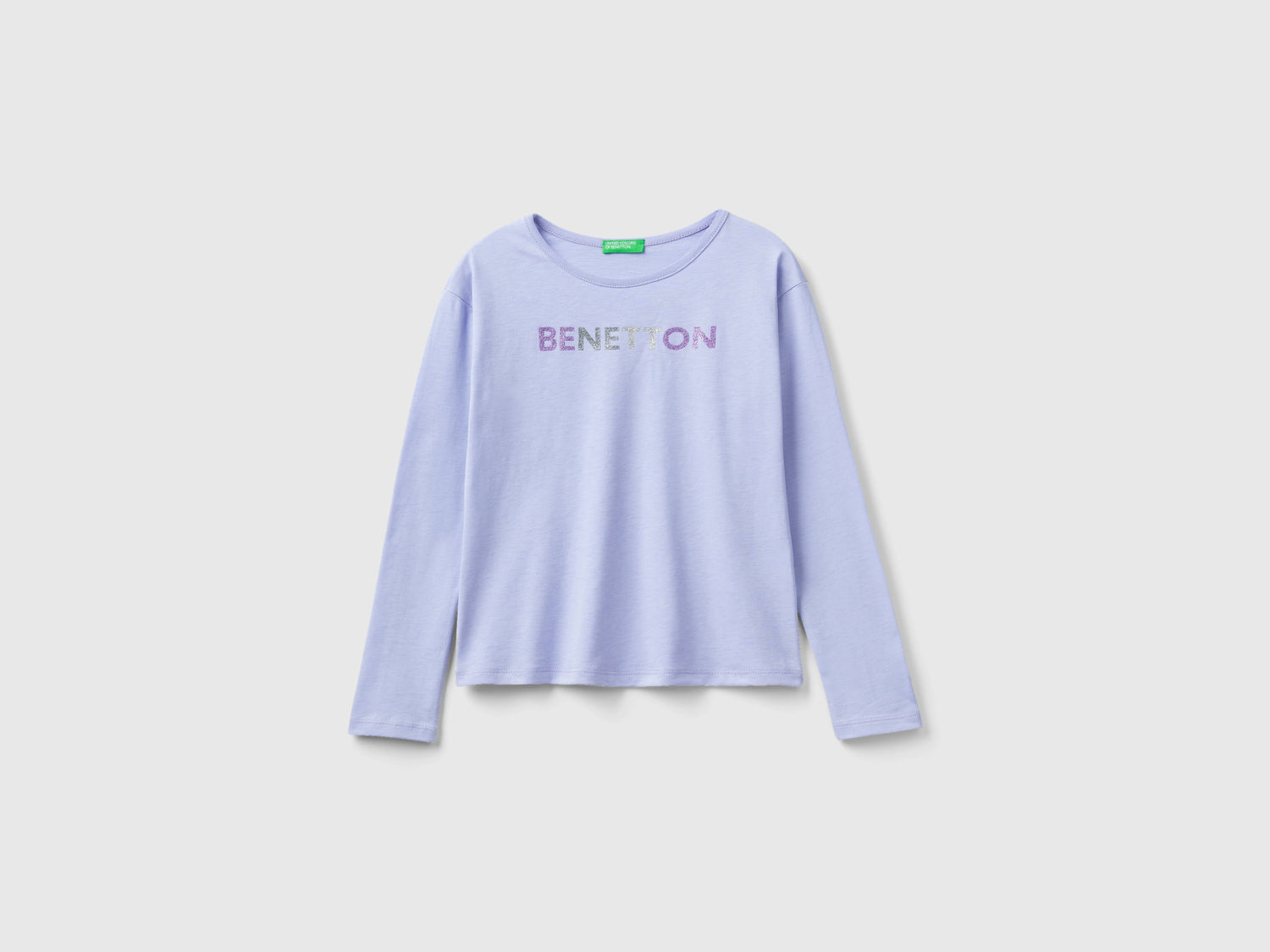 T-shirt in caldo cotone bio con glitter da bambina lilla | Benetton Outlet