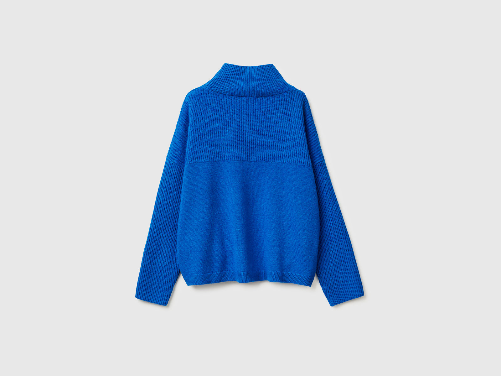Maglione collo alto 100% lana da donna blu 2 | Benetton Outlet