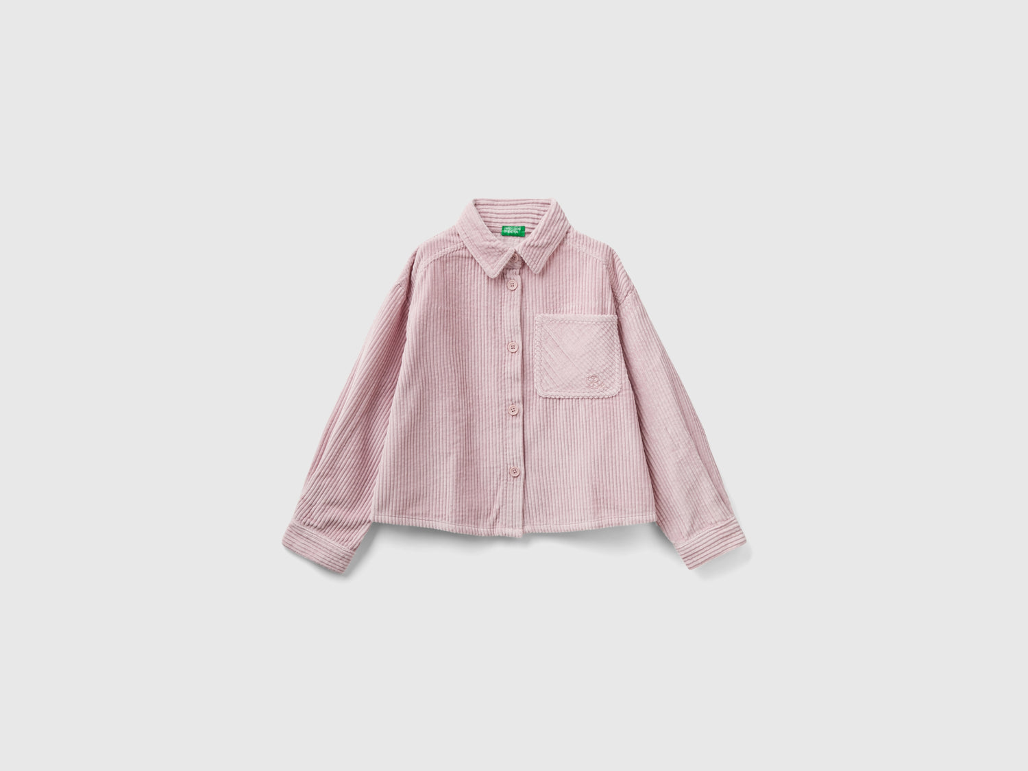 Camicia over fit in velluto da bambina rosa | Benetton Outlet