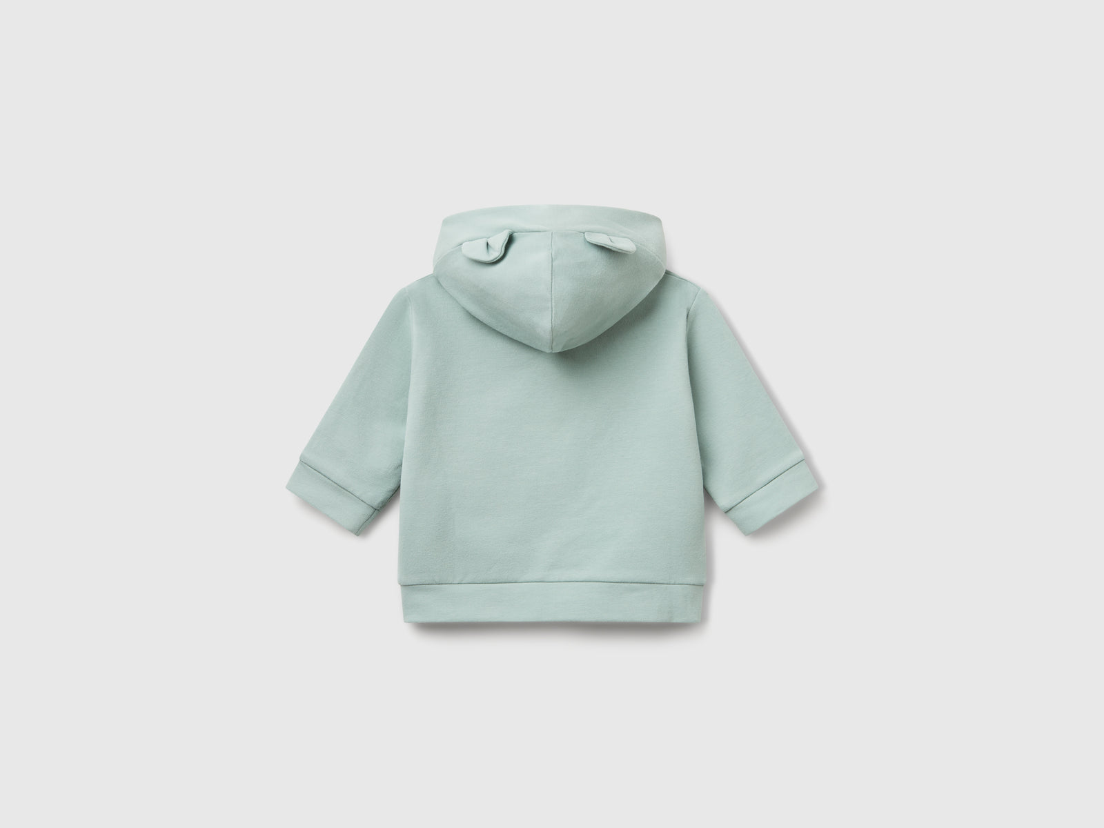 Felpa con cappuccio in cotone da neonato verde acqua 2 | Benetton Outlet