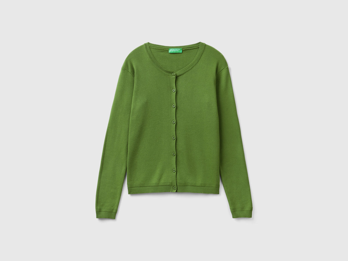 Cardigan girocollo in puro cotone