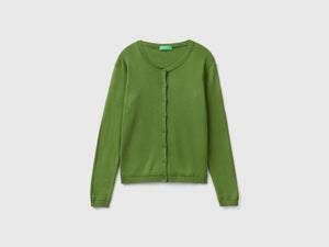 Cardigan girocollo in puro cotone