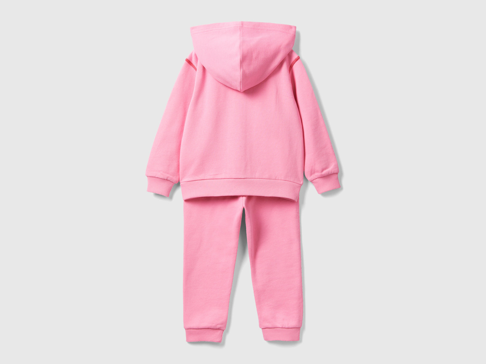 Tuta in felpa 100% cotone da bimbo rosa 2 | Benetton Outlet