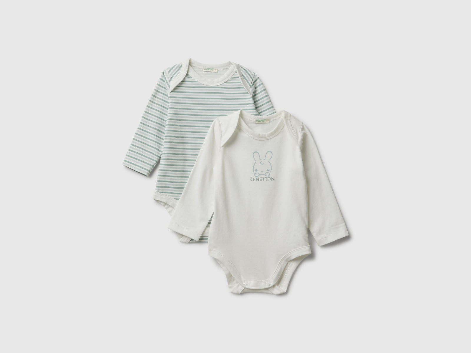 Due body a manica lunga da neonato verde acqua | Benetton Outlet