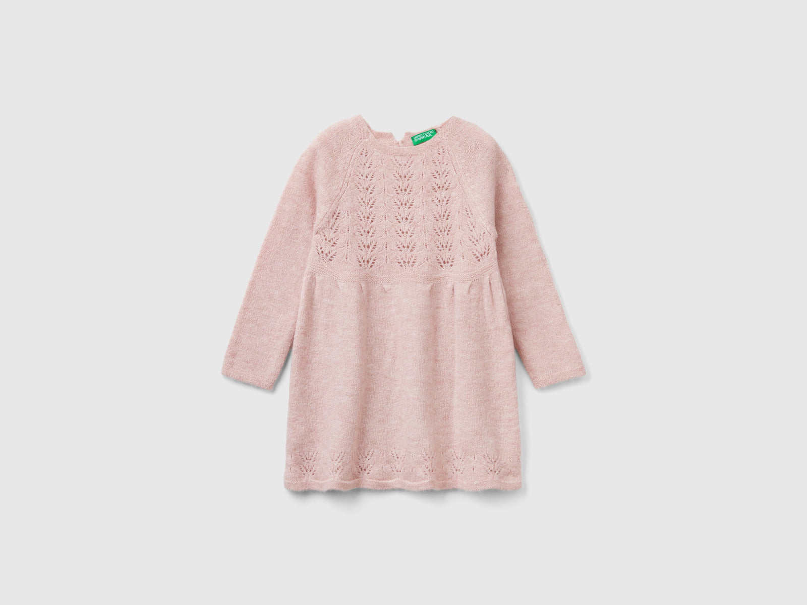 Abito in maglia con pizzo da bimba pesca | Benetton Outlet