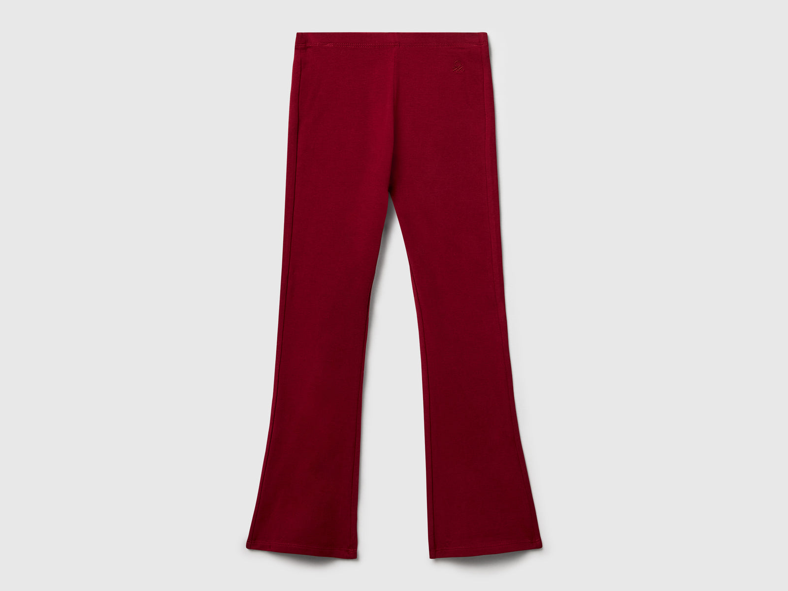 Leggings a zampa in cotone stretch da bambina bordeaux | Benetton Outlet