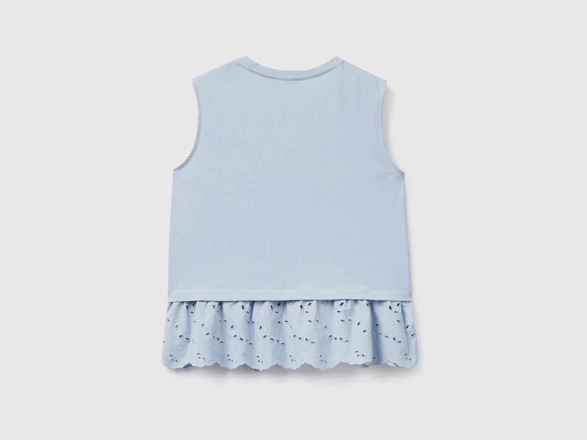 T-shirt girocollo smanicata in puro cotone dalla vestibilità boxy