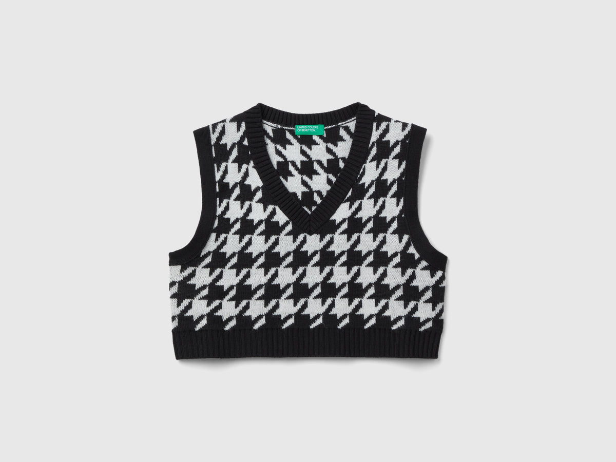 Gilet cropped pied de poule