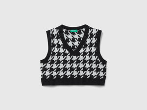Gilet cropped pied de poule