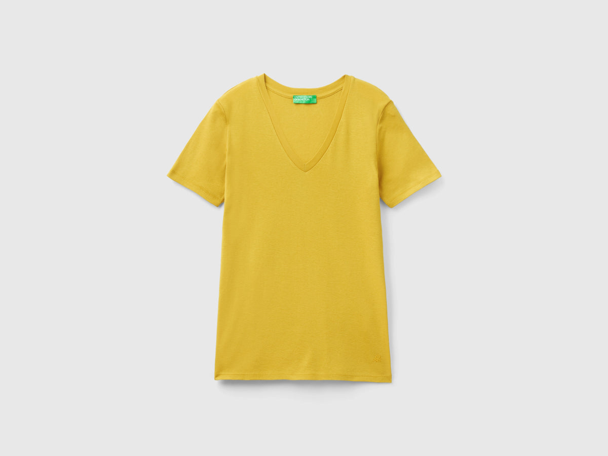 T-shirt in puro cotone con scollo a V